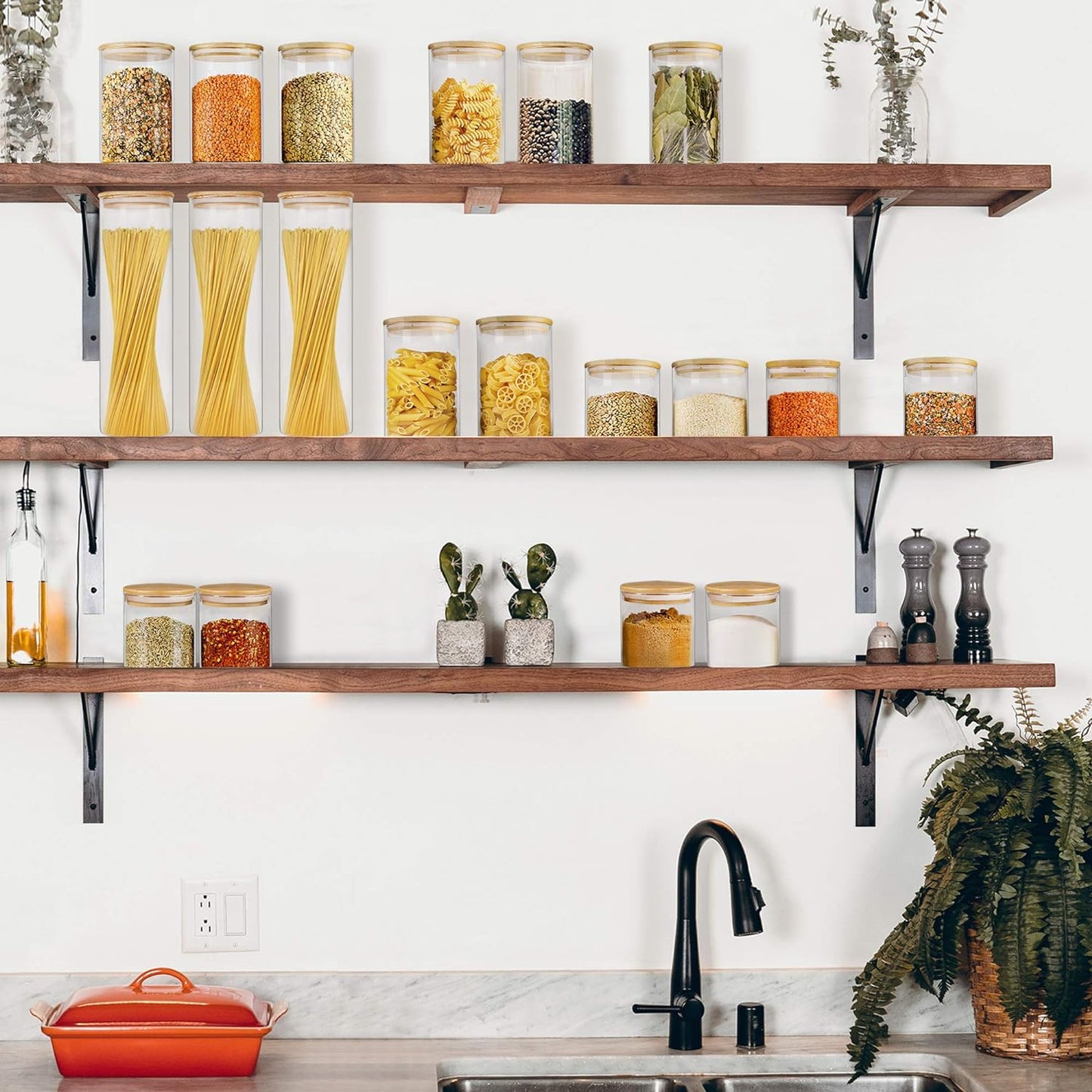 Glass Jar Set with Bamboo Lids