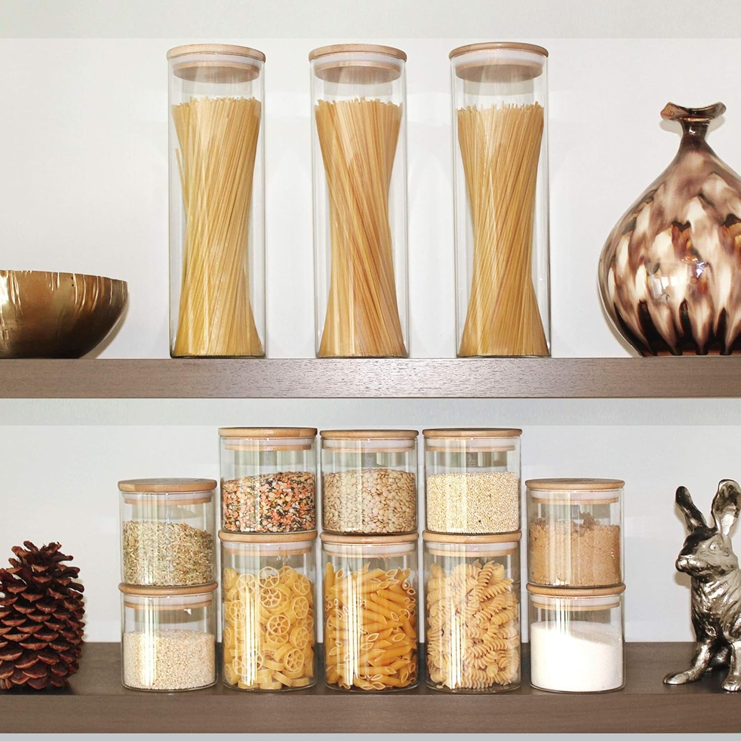 Glass Jar Set with Bamboo Lids