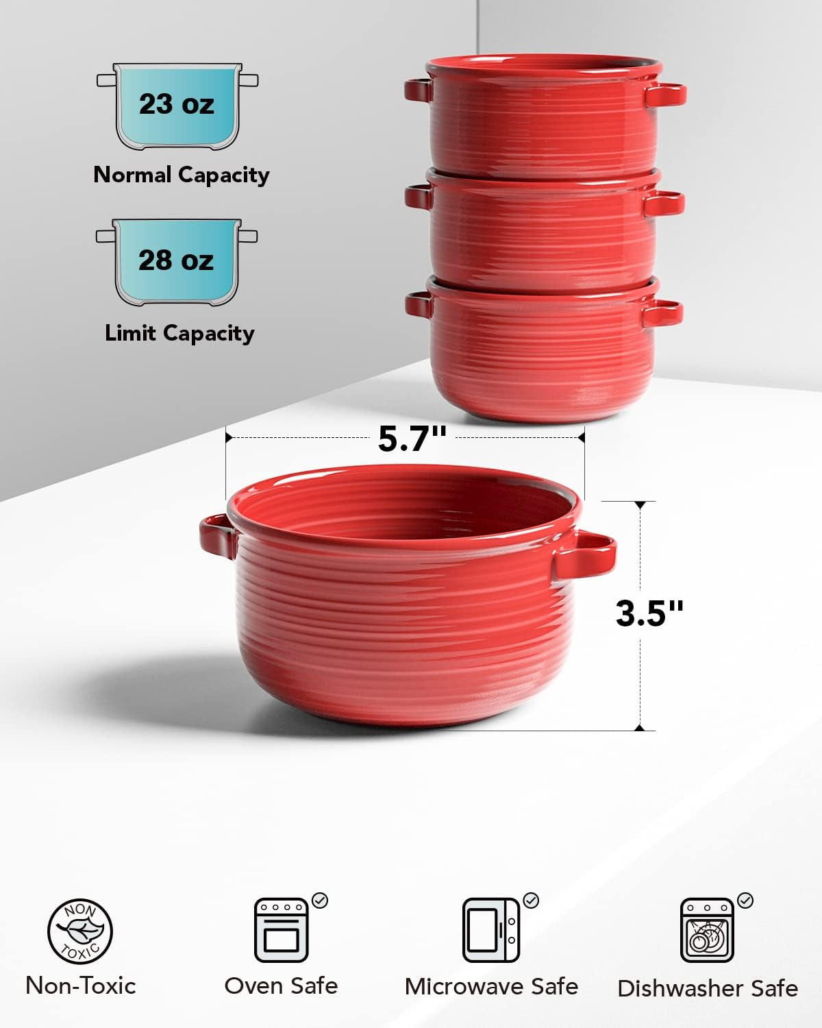 Ceramic Soup Bowl Set with Handles