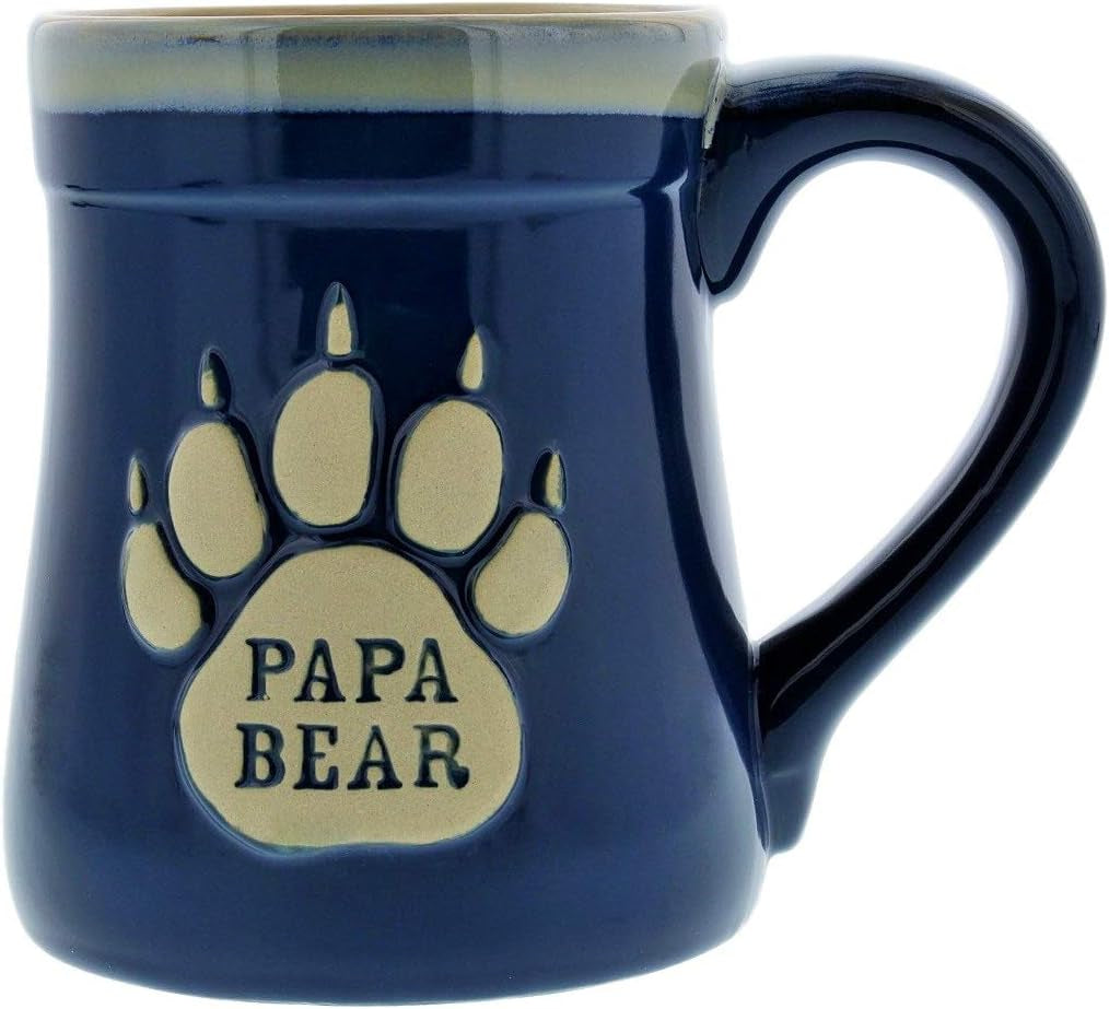 Papa Bear Coffee Mug, 18Oz - Ceramic Coffee Mug with Nobody Messes with My Cubs Quote - This Mug for Dad Makes a Great Gift - Features Cute Bear Paw Shape