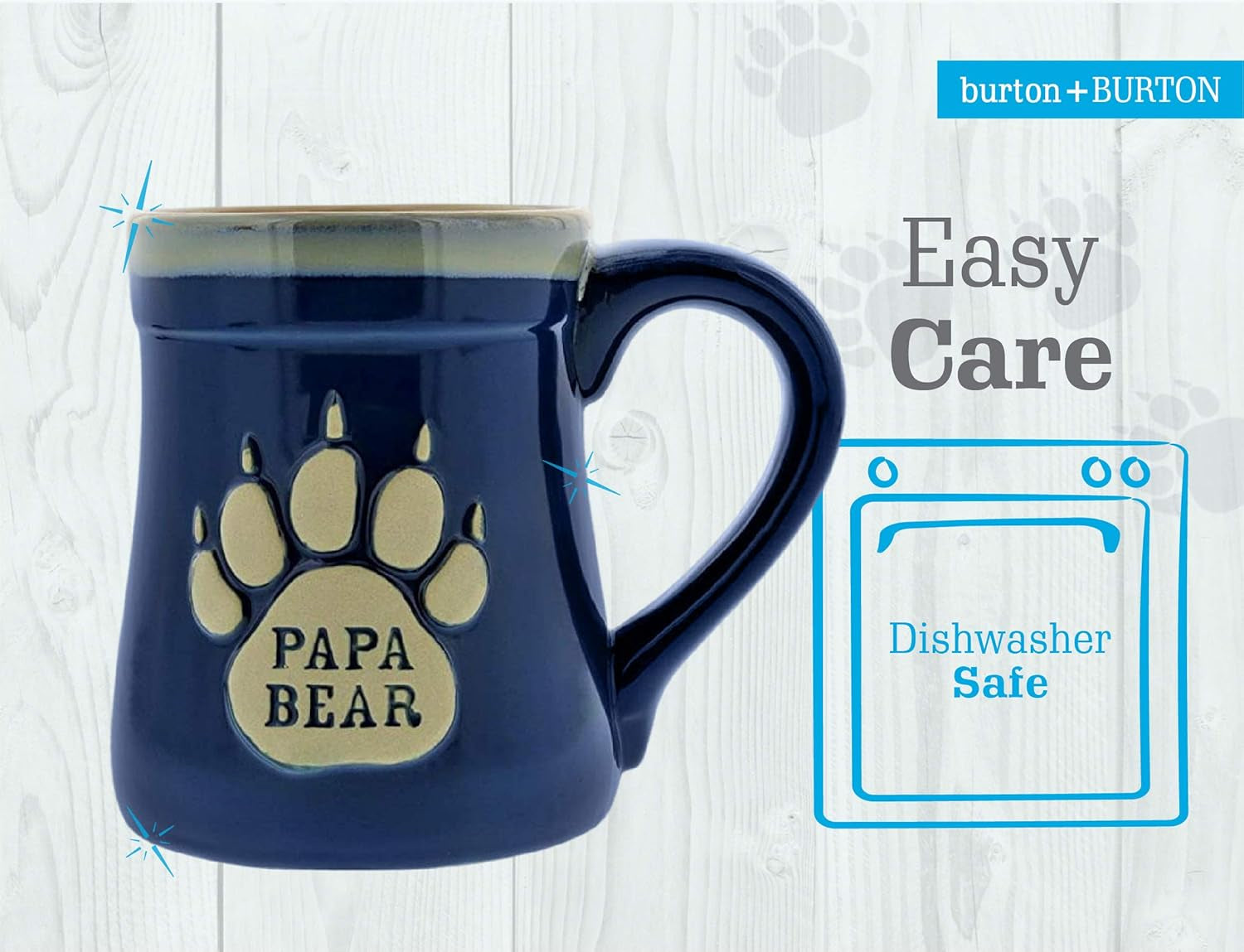 Papa Bear Coffee Mug, 18Oz - Ceramic Coffee Mug with Nobody Messes with My Cubs Quote - This Mug for Dad Makes a Great Gift - Features Cute Bear Paw Shape