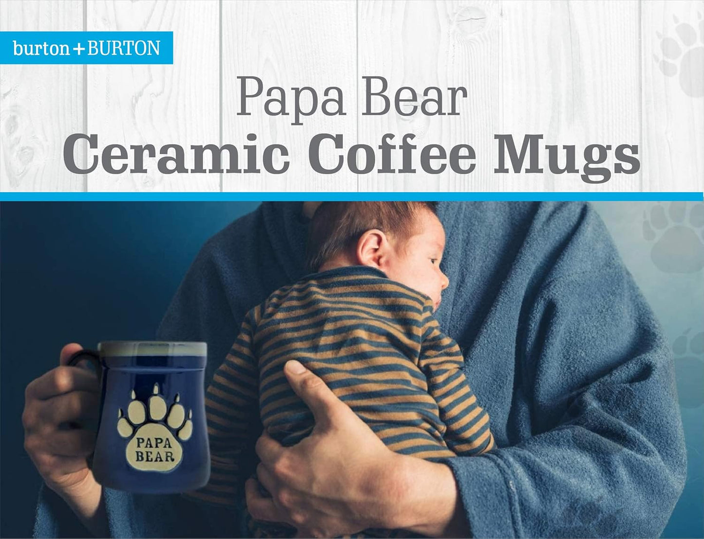 Papa Bear Coffee Mug, 18Oz - Ceramic Coffee Mug with Nobody Messes with My Cubs Quote - This Mug for Dad Makes a Great Gift - Features Cute Bear Paw Shape