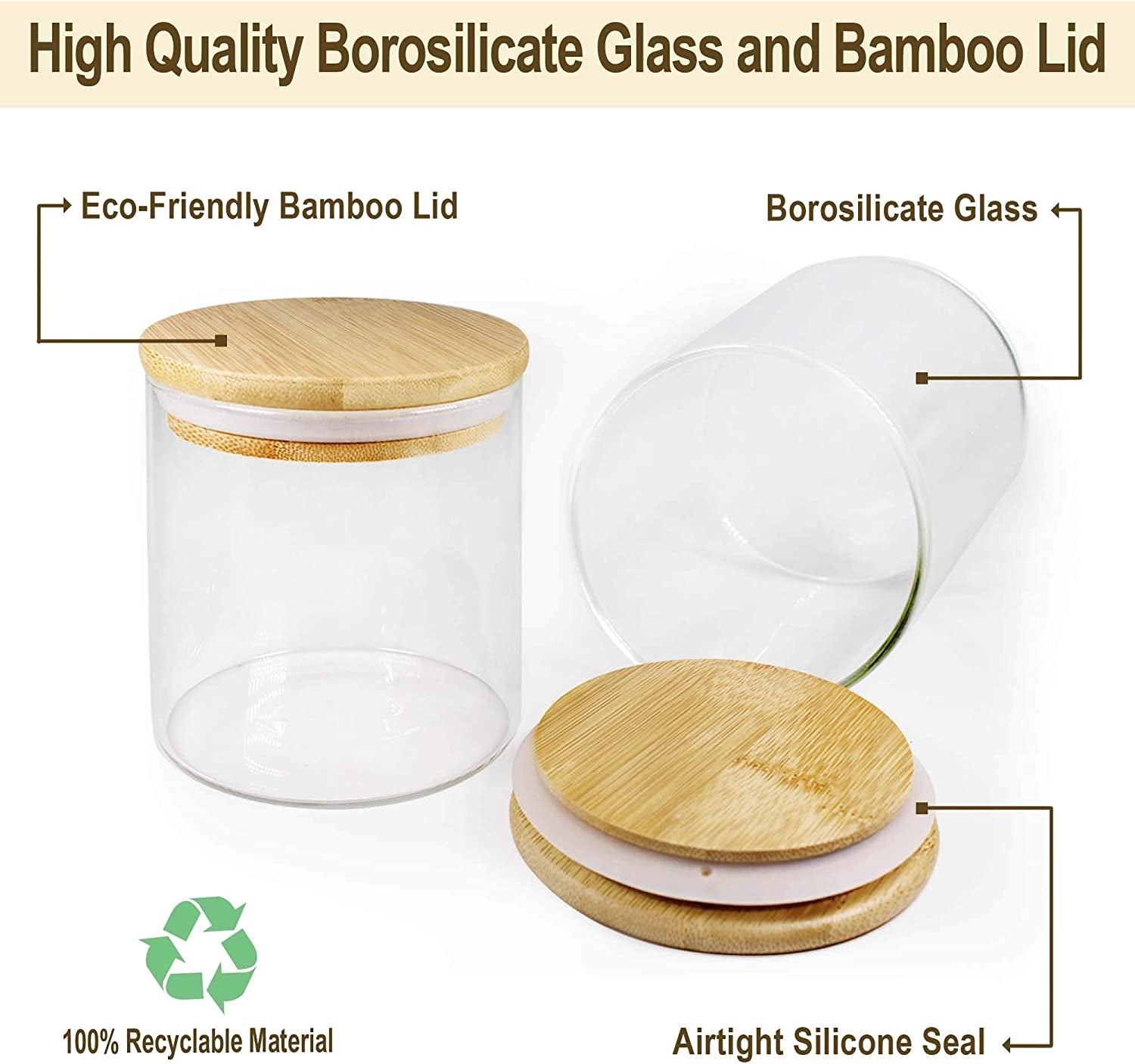 Glass Jar Set with Bamboo Lids