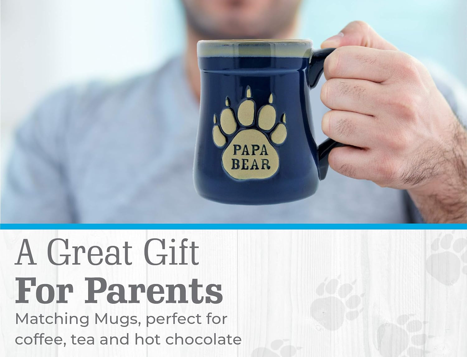 Papa Bear Coffee Mug, 18Oz - Ceramic Coffee Mug with Nobody Messes with My Cubs Quote - This Mug for Dad Makes a Great Gift - Features Cute Bear Paw Shape